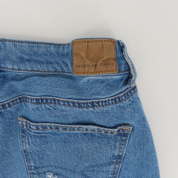 American Eagle Women 4 Highest Rise Mom Short Blue Denim Jean Distressed Cotton - Picture 7 of 14